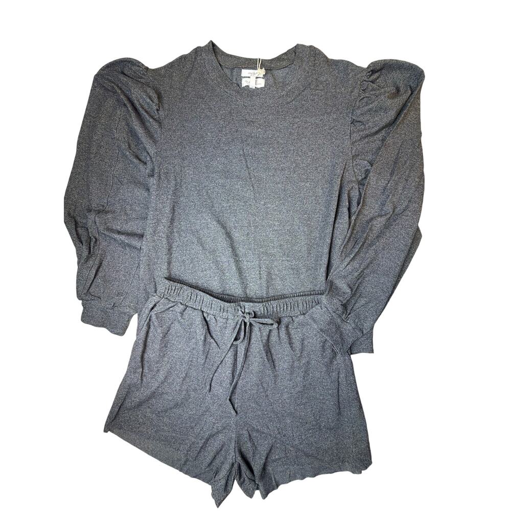 By the River grey 2pc lounge set with‎ a long-sleeved top and shorts Size L